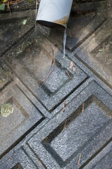 rainwater on concrete blocks