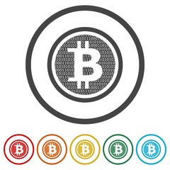 Bitcoin ring icon, color set