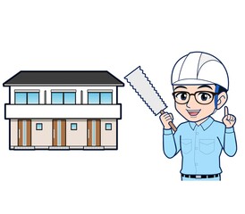 Young man in light blue work clothes