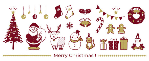 かわいいクリスマスの素材セット