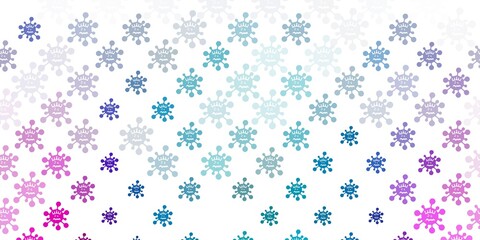 Light Blue, Red vector pattern with coronavirus elements.