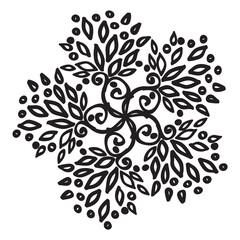 Abstract flower. Black outline. Isolated on a white background. Vector illustration.
