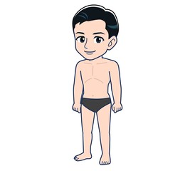 Naked man in black pants