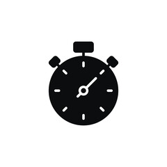 Timer, stopwatch, sport icon. countdown measurement. Second and minute counting. Glyph style, solid pictogram logo for app and website. Vector illustration. Design on white background EPS 10