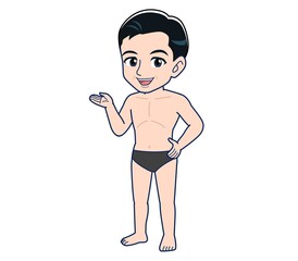 Naked man in black pants