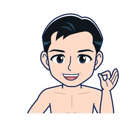 Naked man in black pants