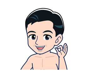 Naked man in black pants