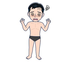 Naked man in black pants