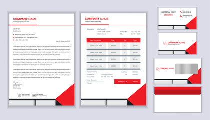 Classic stationery business corporate identity design with Letterhead template, invoice and business card. Stationery template design	