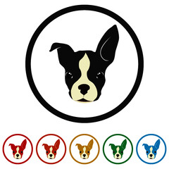 Dog head ring icon, color set