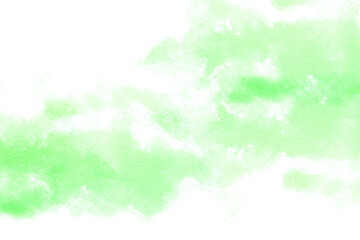 Fototapeta na wymiar グリーンのアブストラクト　水彩タッチ　　背景は白 
