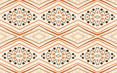 Seamless Aztec Print. Grunge Ikat Texture. Orange 