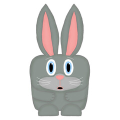 isolated surprised hare on a white background