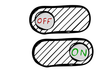 Simple Vector Doodle Hand Draw Sketch on off  Button or Switch
