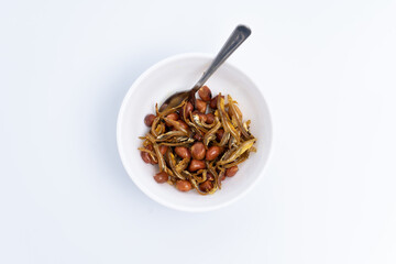 Top angle of Fried Asian Anchovies 