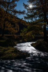 picturesque view of river flowing in mountain gorge