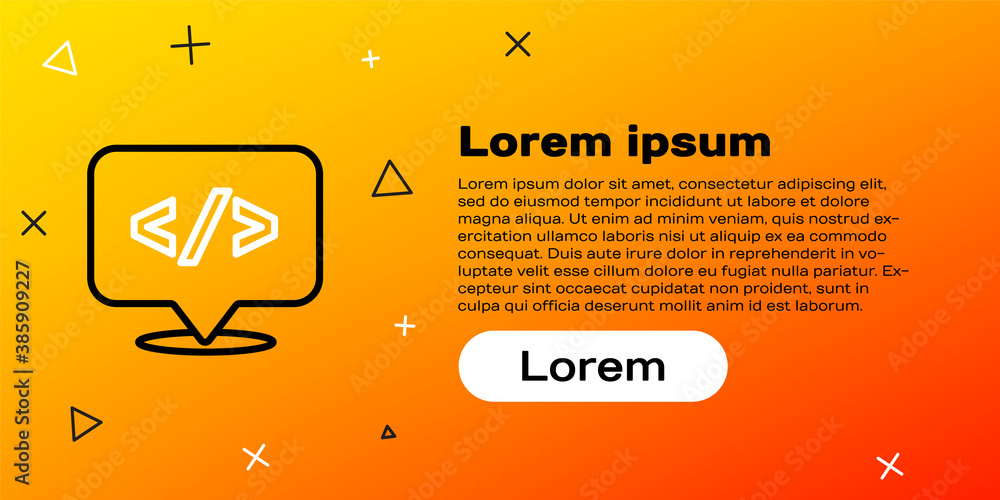 Wall mural line web design and front end development icon isolated on yellow background. colorful outline conce