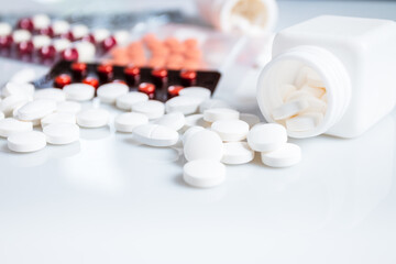 Medical concept, Pills on a white background