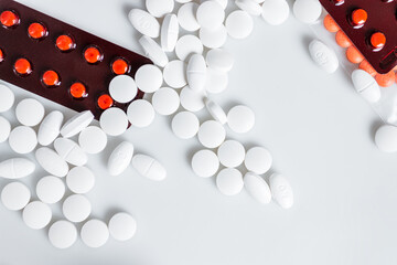Medical concept, Pills on a white background