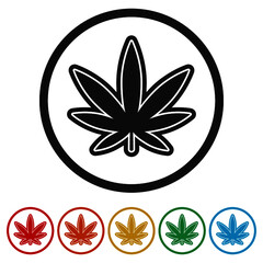 Marijuana ring icon, color set