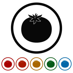 Tomato food ring icon, color set