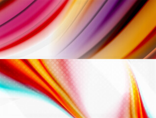 Set abstract backgrounds. Blur waves, rainbow color style lines. Vector illustrations for covers, banners, flyers and posters and other