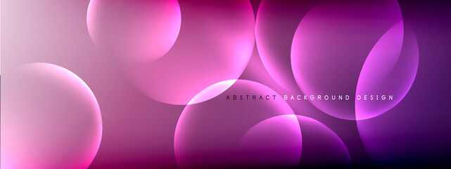 Vector abstract background liquid bubble circles on fluid gradient with shadows and light effects. Shiny design templates for text