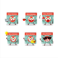 25th december calendar cartoon character with various types of business emoticons