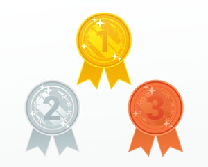 Medal symbol. Gold, silver, bronze medal. Event winner prizes. Illustration vector