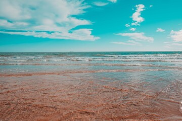 Beautiful day on the beach in Huelva, Spain.