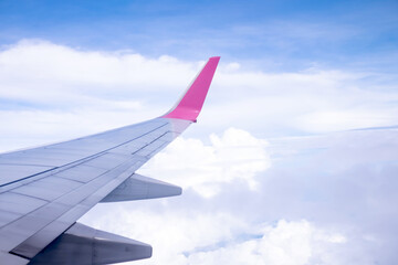 Fototapeta premium Beautiful morning viewed from airplane's window.