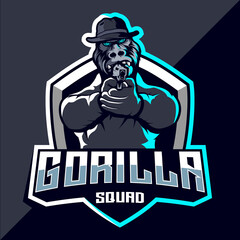Gorilla squad esport logo design 