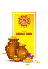 illustration of Gold coin in pot for Dhanteras celebration-Happy Dhanteras.