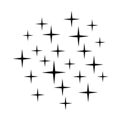 Shine background. Sparkles isolated on white. Black vector stars. . Vector illustration