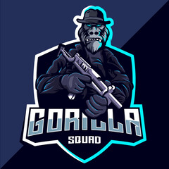 Gorilla squad esport logo design 
