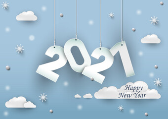 2021 happy new year.Paper cut 2021 word for new year festival.card,happy,Vector concept luxury designs and new year celebration.