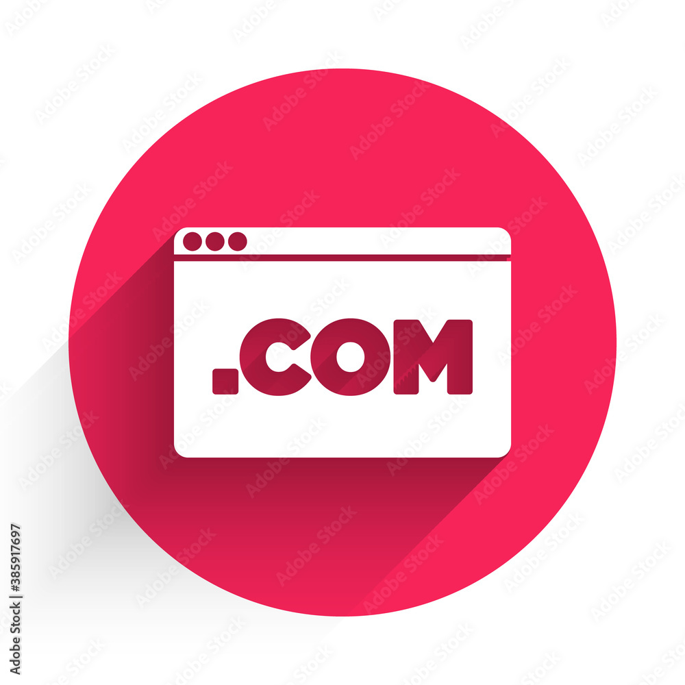 Poster White UI or UX design icon isolated with long shadow. Red circle button. Vector.