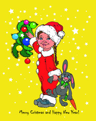 Santa Claus with gifts.