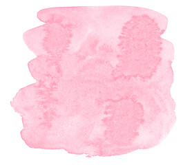 Pink Watercolor background with clear borders and spots. Watercolor brush stains. Frame with copy space for text.