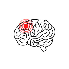 concussion brain or head ache thin line icon