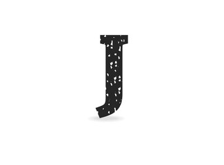 J letter grungy, grunge texture design. Rubber stamp imprint style. For logo, brand label, poster, design elements etc. Isolated vector illustration.