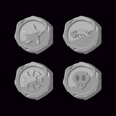 Set of gui stone coin icon for game ui asset elements vector illustration