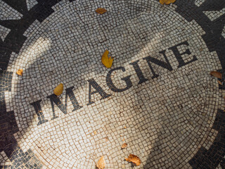 JOHN LENNON IMAGINE MEMORIAL IN STRAWBERRY FIELDS, CENTRAL PARK, NEW YORK