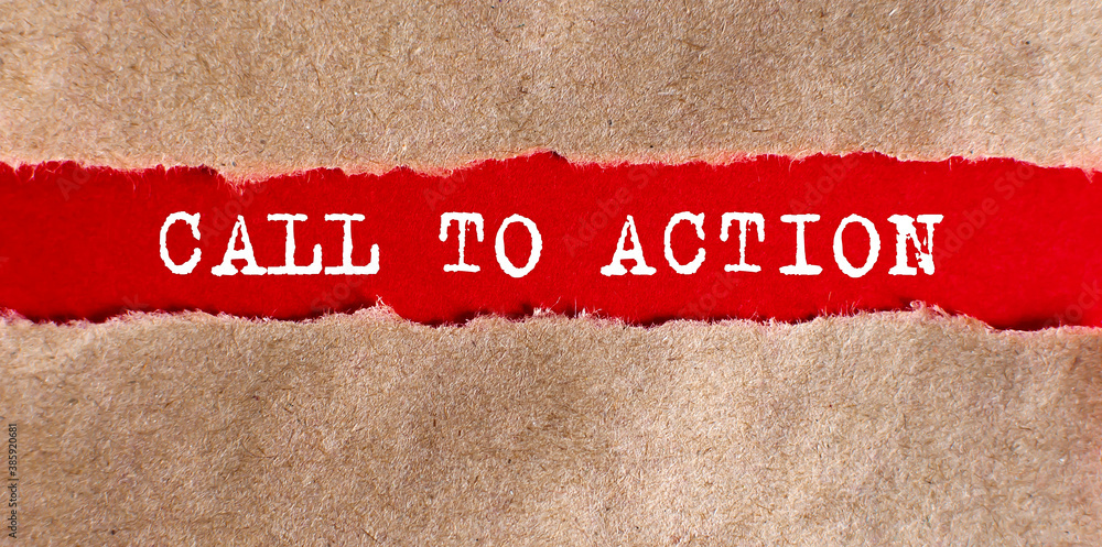 Poster call to action text appearing behind on torn paper.