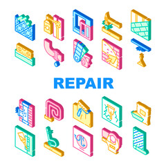 Home Repair Service Collection Icons Set Vector