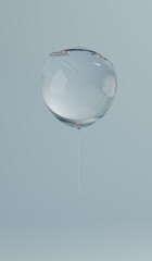 A balloon made out of water with a ship sailing around it. A 3d render.