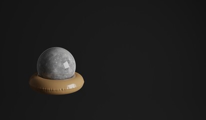 The planet Mercury in a floatie. A 3d render.