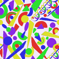 Creative seamless pattern with bright abstract shapes.