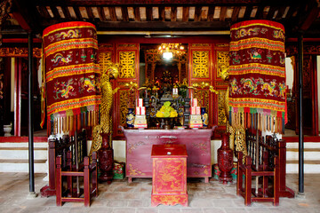 Fototapeta na wymiar Hanoi, Vietnam, Inside the Ngoc Son temple (Jade Mountain Temple). Ngoc Son temple is considered one of the main attractions of Hanoi. It was built in the XVIII century. Its name translates as 