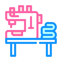 table with typewriter and fabrics color icon vector illustration